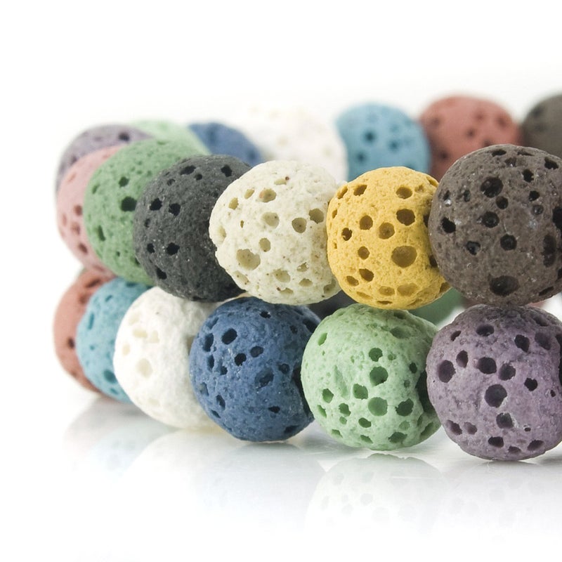 BEADNOVA 6mm Color Lava Beads Natural Crystal Stone Gemstone Round Loose Energy Healing Beads for Jewelry Making (6mm, 60-62pcs, Mix Color) - Image 3